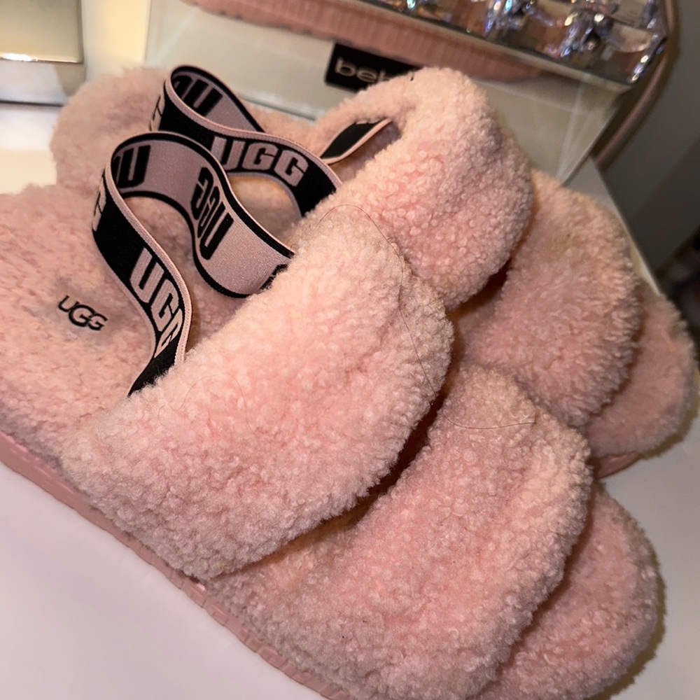 Pink cozy UGG slippers